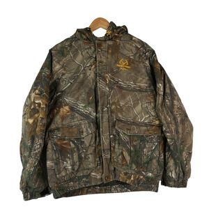 Realtree Xtra Bomber Jacket Hoodie Mens Large Hunting Camo Pockets Outdoors